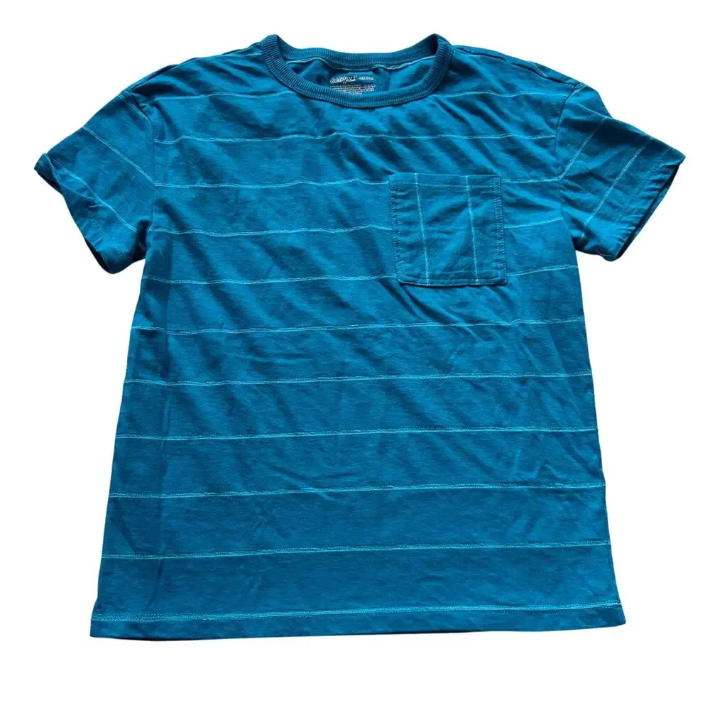 Cat & Jack Teal Stripe Pocket Tee - Boys Size L (10/12)
